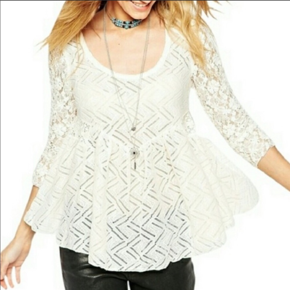 Free People NWOT Peplum Babydoll Top
